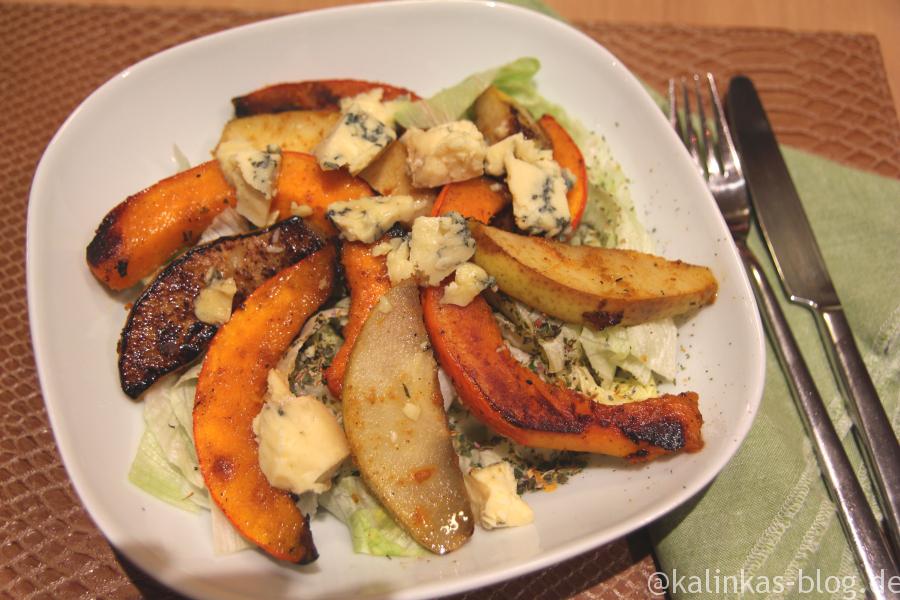 Salat mit gebratenem Kürbis, Birne und Stilton - Kalinkas Blog